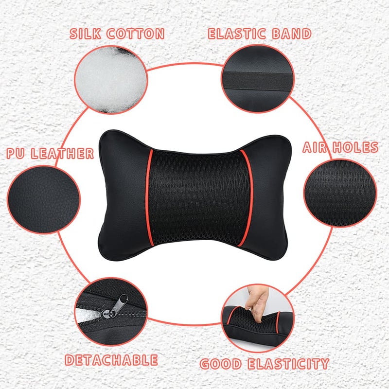VVHOOY Car Neck Pillow 2 PCS,Universal Soft Breathable Leather Car Neck Pillow Comfortable Head Neck Rest Support Cervical Pillow for Travel Car Seat Driving & Home - Image 4